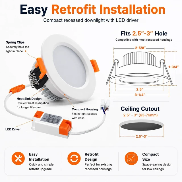 Alt view image 4 of 7 - LEDLightsWorld 3 inch Smart Recessed Lighting, 110V 5W, WiFi RGBCW 2700K-6000K Dimmable Color Changing LED Retrofit Downlight, CRI 80 with Driver, Compatible with Alexa/Google Assistant, 4 Pack
