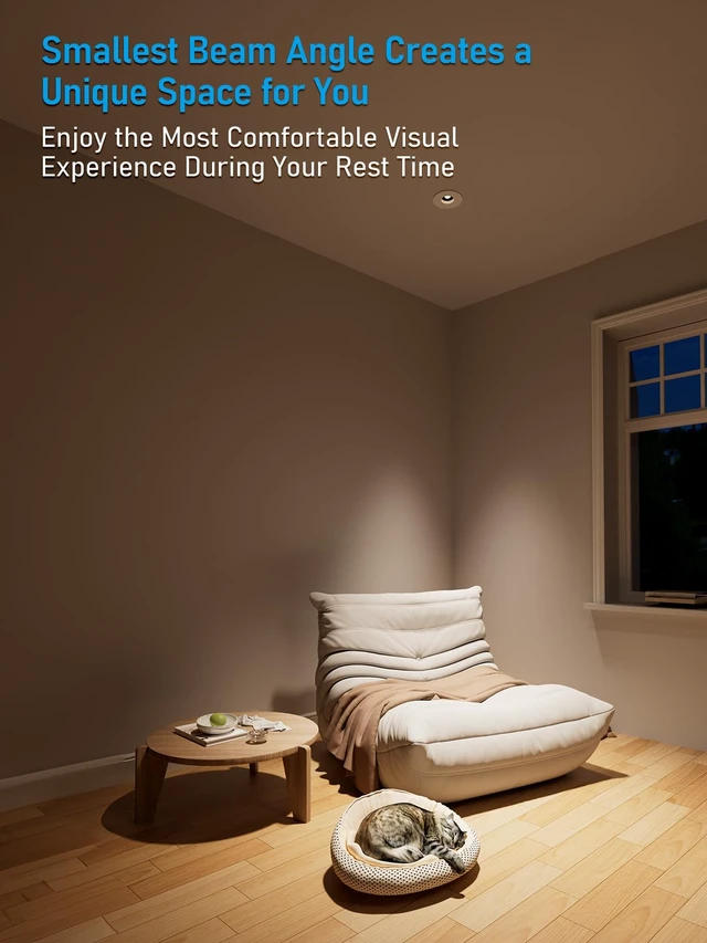 Alt view image 4 of 7 - TORCHSTAR 2-Pack 3 Inch 5CCT LED Pinhole Recessed Lights with J-Box | 30° Ultra-Narrow Recessed Ceiling Spotlight for Layered Lighting, IC Rated, Dimmable, Anti-Glare, CRI 90, 2700-5000K, ETL FCC