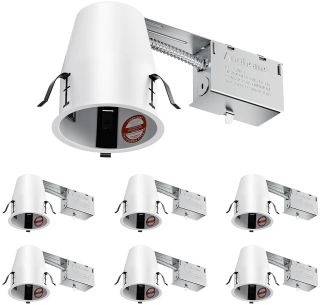 Main image of 6 Pack 4 Inch Recessed Lighting Housing Remodel,Can Light Housing | IC Rated & Air Tight,E26 Connector,ETL Listed