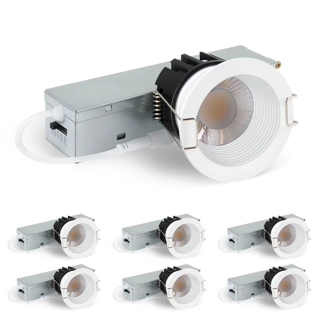 Main image of zouzai 2 inch Recessed Lighting, Anti-Glare, 5CCT, 8W 840LM, White 6 Pack | 2700K/3000K/3500K/4000K/5000K Selectable, Dimmable, IP65 Waterproof, Exterior Soffit Lighting, CRI90+, ETL & IC Rated