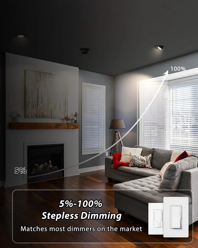 Alt view image 6 of 7 - Adetu 4 inch Black Gimbal LED Recessed Light, 5CCT, 10W=95W,982LM, 4 Pack | 360°+90° Rotatable, MultiAngle Adjustable, 2700K5000K Selectable CCT, 5%100% Dimming, Damp Rated, ETL&IC