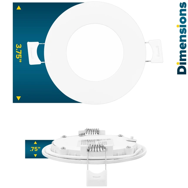 Alt view image 5 of 5 - SUNPERIAN 3 Inch Ultra-Thin LED Recessed Lighting with Junction Box, 5 Color Options 2700K/3000K/3500K/4000K/5000K, 8W, 540 Lumens, Dimmable Wafer Lights, Wet Rated, IC Rated, ETL Listed (4 Pack)