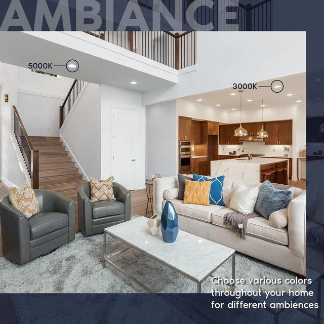 Alt view image 4 of 7 - LUXRITE 5/6 Inch Retrofit LED Recessed Lighting, 17W=90W, 1500LM (4 Pack) | 5CCT Color Selectable 2700K | 3000K | 3500K | 4000K | 5000K, Dimmable Can Light, CRI 90, Wet Rated, Energy Star, Baffle Trim