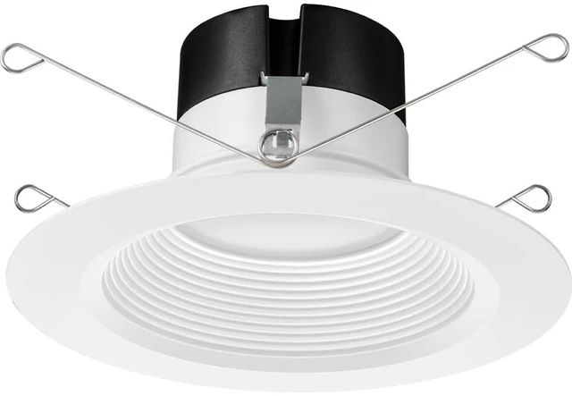 Alt view image 6 of 7 - Juno E Series 5"/6" Baffle Trim LED Recessed Light, 5-in-1 Selectable, 6pk | Recessed Lighting, 5-in-1 Switchable White Color, 1200 Lumens (High Ceilings), Wet Rated LED Downlight, Dimmable, White