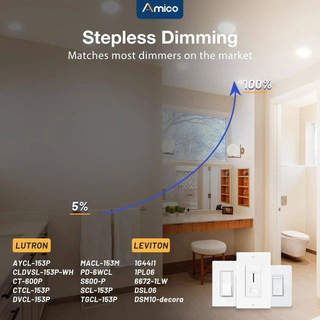 Alt view image 7 of 7 - 6 Pack 4 Inch Fire Rated LED Recessed Light, 2 HR Fire Rating, 5CCT | 900LM, Dimmable, Ultra-Thin Ceiling Light with J-Box, 12W Eqv 110W, IC/ETL/FCC, No Tenmat Needed, Canless Wafer Downlight