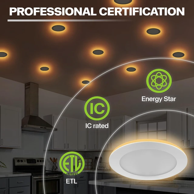 Alt view image 5 of 7 - 12 Pack Recessed Lighting 4 Inch with Night Light, 4 Inch LED Recessed Lights 5CCT Dimmable 2700K/3000K/4000K/5000K/6000K, 9W 700LM Ultra Thin Recessed Lighting - ETL and Energy Star Certified