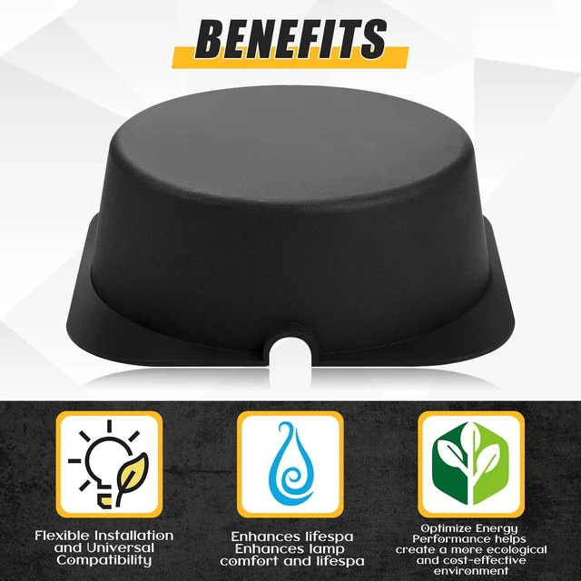 Alt view image 3 of 6 - Tuanse 5 Pcs Recessed Light Covers, 8.6 x 8.6 x 4 Inch, Black | Fire Resistant Can Light Covers for 4, 5 and 6 Inch Recessed Lights, Attic Use, Reduce Heat Loss and Air Leakage