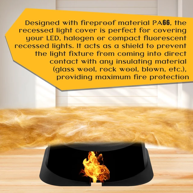 Alt view image 6 of 6 - Tuanse 5 Pcs Recessed Light Covers, 8.6 x 8.6 x 4 Inch, Black | Fire Resistant Can Light Covers for 4, 5 and 6 Inch Recessed Lights, Attic Use, Reduce Heat Loss and Air Leakage