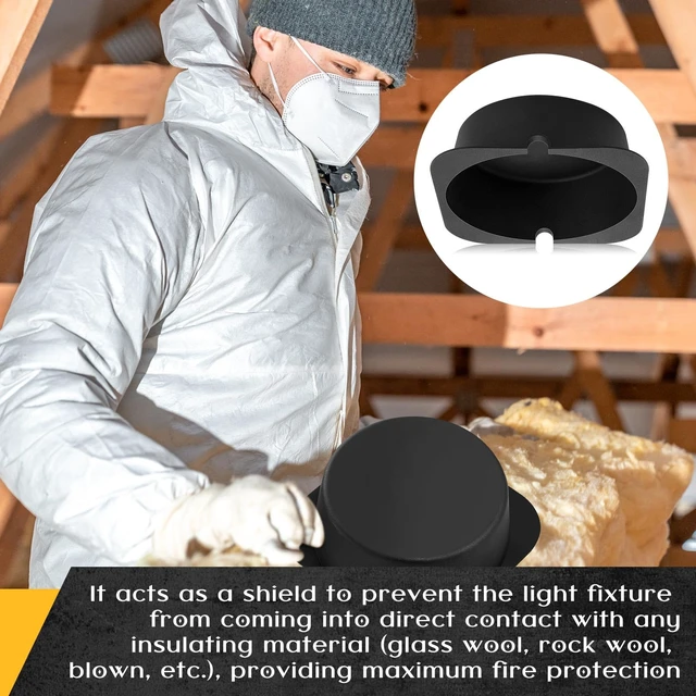 Alt view image 4 of 6 - Tuanse 5 Pcs Recessed Light Covers, 8.6 x 8.6 x 4 Inch, Black | Fire Resistant Can Light Covers for 4, 5 and 6 Inch Recessed Lights, Attic Use, Reduce Heat Loss and Air Leakage