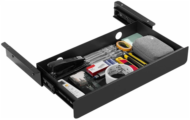 Main image of KHAMAL Under Desk Drawer Slide Out Large - Under Table Drawer 17.32" x 9.25", Pull-Out Storage Organizer With Cable Management For Home & Office