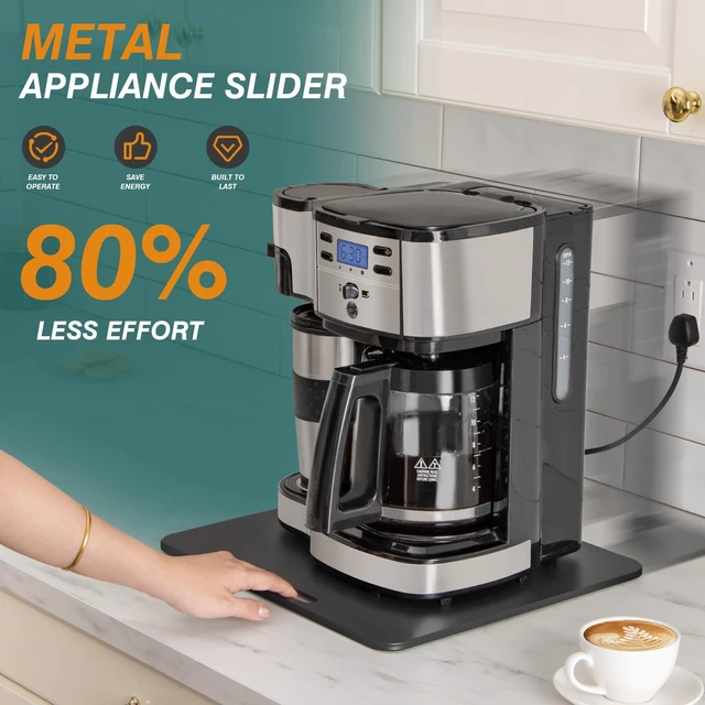 Alt view image 2 of 7 - ANBOXIT Metal Appliance Slider, Sliding Tray for Coffee Maker | 360° Effortless Movement,Small Appliance Rolling Tray for Counter, Coffee Pot Slider, Wide - Medium (13"D x 14"W)