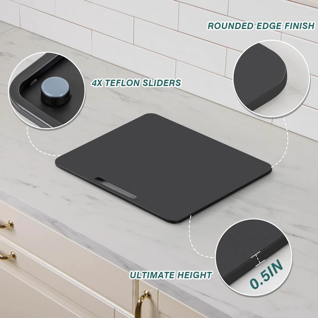 Alt view image 5 of 7 - ANBOXIT Metal Appliance Slider, Sliding Tray for Coffee Maker | 360° Effortless Movement,Small Appliance Rolling Tray for Counter, Coffee Pot Slider, Wide - Medium (13"D x 14"W)