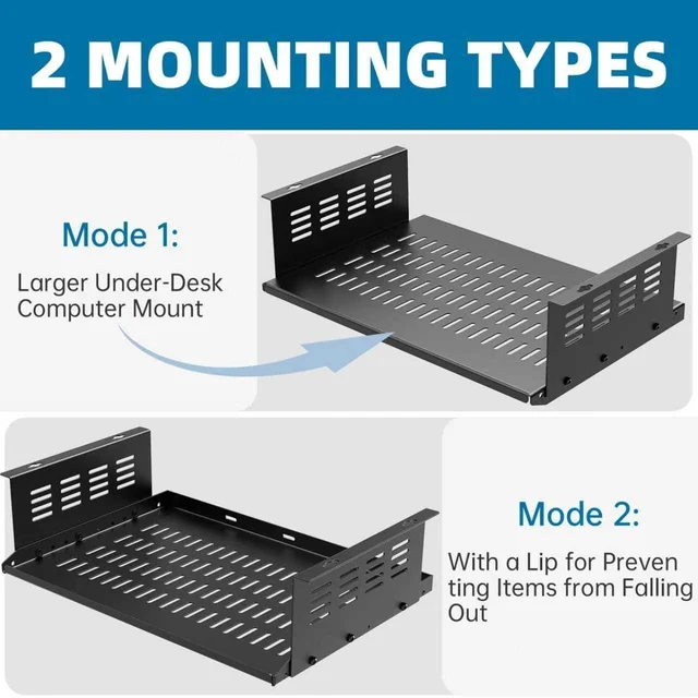 Alt view image 4 of 7 - Fixirons PC Holder Under Desk,Under Desk Computer Mount for Small Form Factor SFF Computers and PCs,Compatible with PlayStation 4, PS4 Slim, PS4 Pro,Gaming UnderDesk L17.3 x H 4" x D 12"