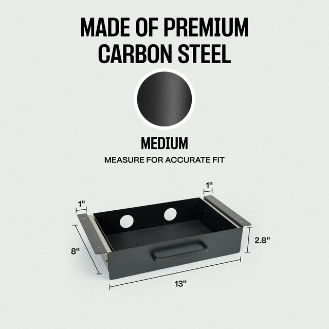Alt view image 6 of 7 - Under Desk Drawer Slide Out Attachment - Carbon Steel Undermount Table Drawer with Cable Management, Pull Out Add-On Storage for Office & Standing Desks (13" x 8" x 2.8")