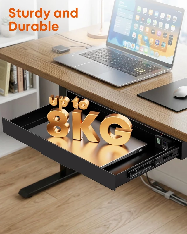 Alt view image 4 of 7 - PUTORSEN Under Desk Storage Drawer 14.8" Wide - Smooth Slide Out Organizer for Standing Desk & Home Office, Max Load 17.6 lbs, Quiet Glide, Black
