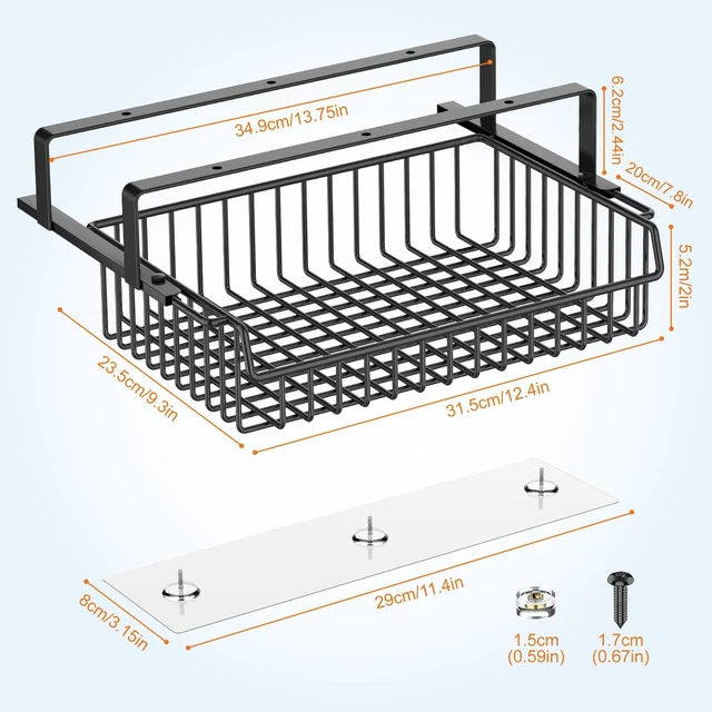 Alt view image 4 of 6 - ENONCI Under Desk Drawer Slide Out No Drill Metal Storage Cabinet | Shelf Storage Basket Cabinet, Under Table Drawer Organizer for Office, Home, Workspace, Cabinet