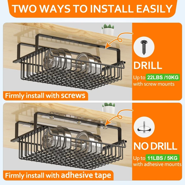 Alt view image 3 of 6 - ENONCI Under Desk Drawer Slide Out No Drill Metal Storage Cabinet | Shelf Storage Basket Cabinet, Under Table Drawer Organizer for Office, Home, Workspace, Cabinet
