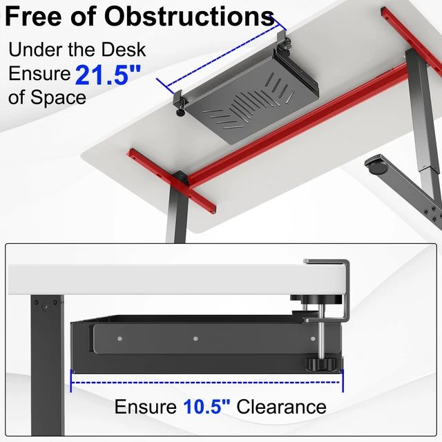 Alt view image 6 of 7 - BYMECOST Sliding No Drill Under Desk Laptop Mount, Metal Storage Shelf | Slide Out Laptop Storage Tray for Macbook, Mac Mini, Anti-scratch Silicone, fits Office, Gaming, Workstations