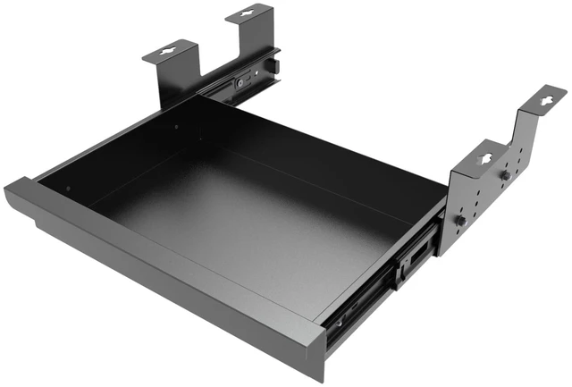 Main image of Beiyier Under Desk Sliding Drawer for Office Desk or Table, Pull-out Storage Organizer for Sit-Stand Workstation with High Crosspiece under Desktop (Black)