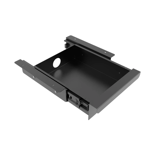 Alt view image 4 of 5 - Mofangtech Under Desk Mounted Sliding Pull-out Drawer for Office Desk | Table Storage Organizer for Sit Stand Workstation- W 9.8" x D 9.8" x 2.5", Metal, Black (Small)