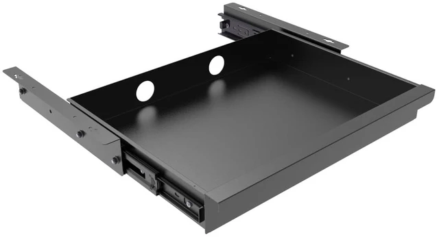 Main image of Mofangtech Under Desk Mounted Sliding Pull-out Drawer W 19.2" x D 13.4" | Office Desk Storage Organizer for Sit Stand Workstation, Metal, Black (Large)
