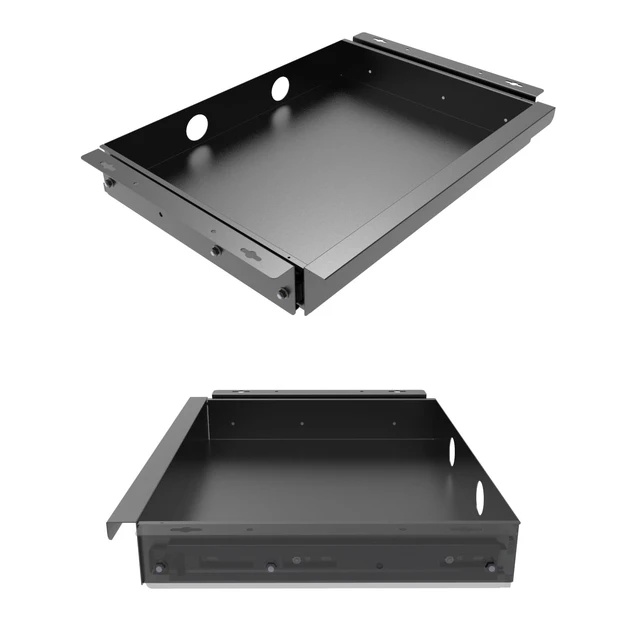 Alt view image 5 of 7 - Mofangtech Under Desk Mounted Sliding Pull-out Drawer W 19.2" x D 13.4" | Office Desk Storage Organizer for Sit Stand Workstation, Metal, Black (Large)