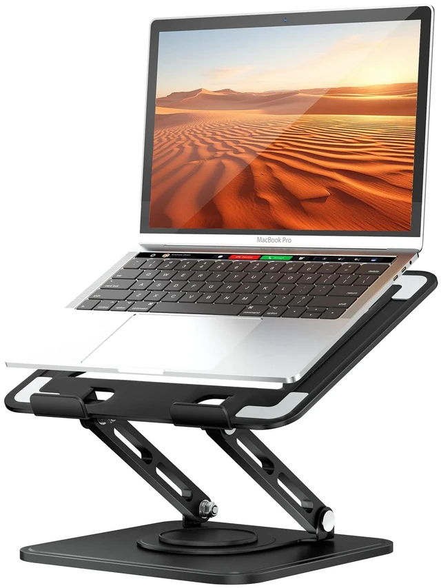 Main image of tounee Laptop Stand for Desk, Adjustable Computer Stand Holder with 360° Rotating Base, Ergonomic Laptop Riser Compatible with MacBook Pro Air, All Laptops 10-15.6"-Black