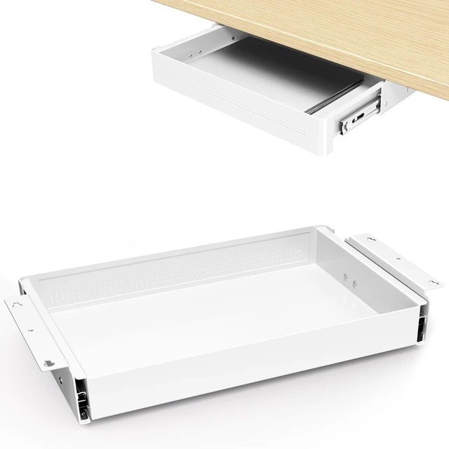Main image of PUTORSEN Under Desk Storage Drawer 15.74" Wide - Smooth Slide Out Organizer for Standing Desk & Home Office,Max Load 17.6 lbs,Quiet Glide, White