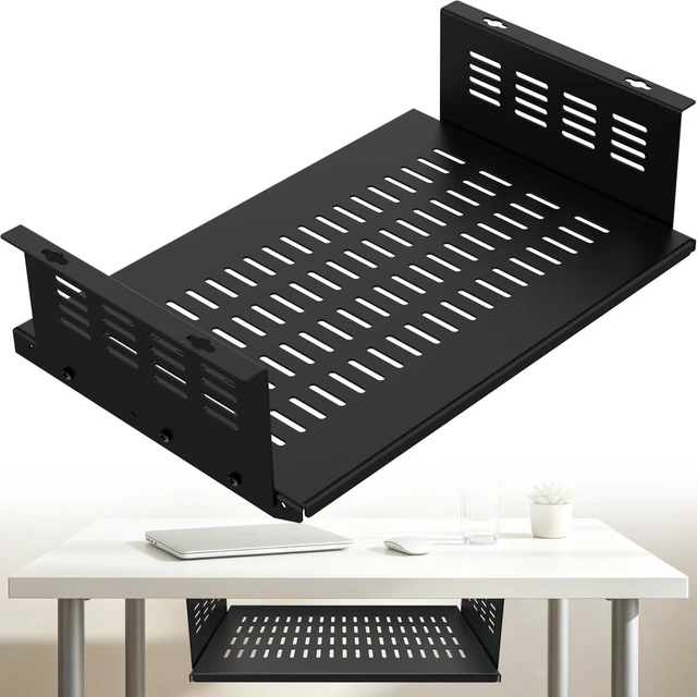 Main image of Under Desk Computer Mount Under Desk Laptop Mount Heavy-Duty Space-Saving for Small Form Factor SFF Computers and PCs Compatible with PlayStation 4, PS4 Slim, PS4 Pro L17.3 x H 4" x D 12"