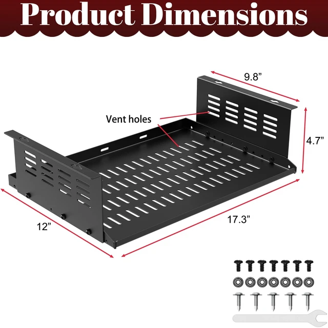 Alt view image 2 of 7 - Under Desk Computer Mount Under Desk Laptop Mount Heavy-Duty Space-Saving for Small Form Factor SFF Computers and PCs Compatible with PlayStation 4, PS4 Slim, PS4 Pro L17.3 x H 4" x D 12"