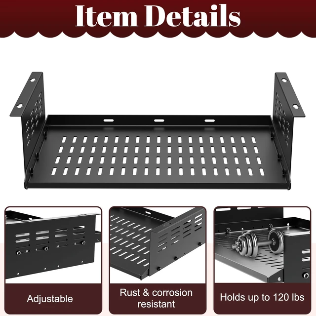 Alt view image 3 of 7 - Under Desk Computer Mount Under Desk Laptop Mount Heavy-Duty Space-Saving for Small Form Factor SFF Computers and PCs Compatible with PlayStation 4, PS4 Slim, PS4 Pro L17.3 x H 4" x D 12"