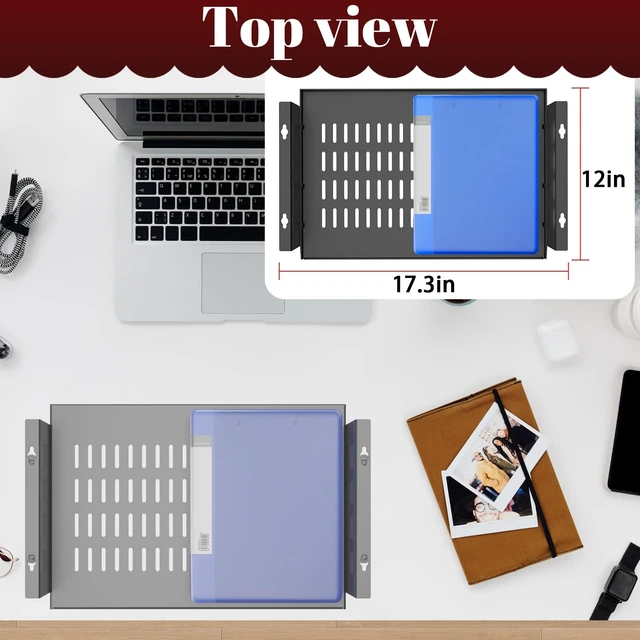 Alt view image 7 of 7 - Under Desk Computer Mount Under Desk Laptop Mount Heavy-Duty Space-Saving for Small Form Factor SFF Computers and PCs Compatible with PlayStation 4, PS4 Slim, PS4 Pro L17.3 x H 4" x D 12"