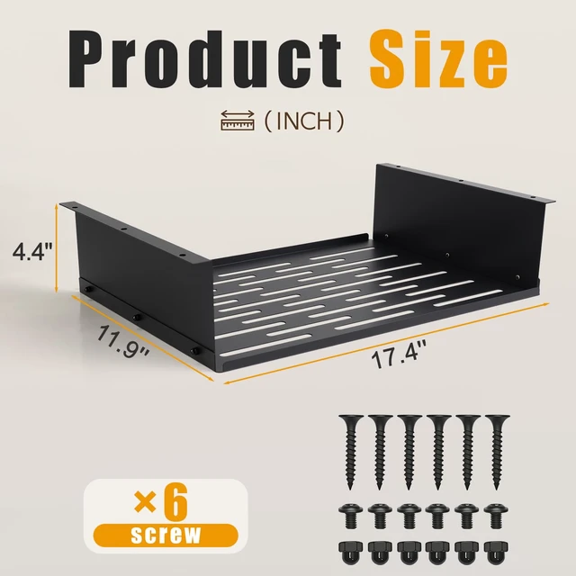 Alt view image 2 of 7 - MARNNOU 17.5" X 12" Under Desk Storage Shelf Drawer for Office Tables | Metal under desk organizer, black rust-proof coating, large storage capacity, and easy installation