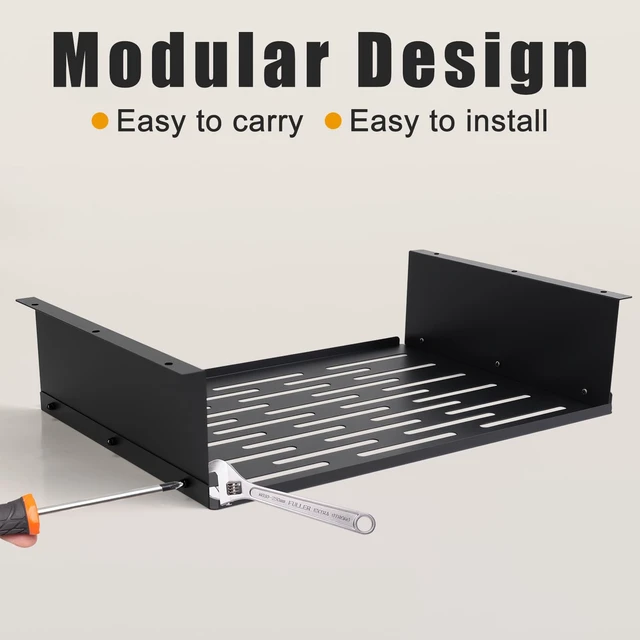 Alt view image 5 of 7 - MARNNOU 17.5" X 12" Under Desk Storage Shelf Drawer for Office Tables | Metal under desk organizer, black rust-proof coating, large storage capacity, and easy installation