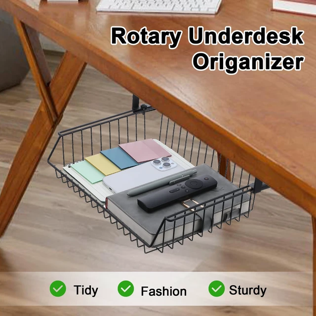 Alt view image 4 of 7 - Under Desk Drawer, Slide Out Design,No Drill Metal Under Desk Cable Management, Storage Shelf Tray Basket Under Table Drawer Organizer for Office, Home, Workspace, Cabinet