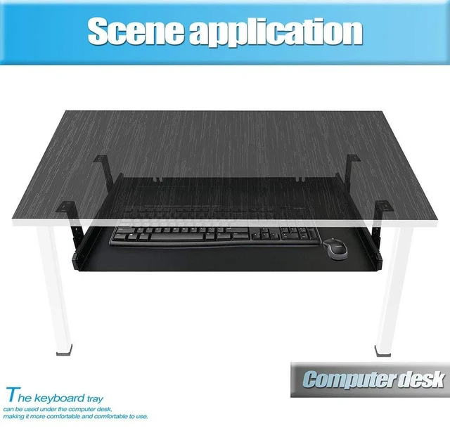 Alt view image 6 of 6 - FRMSAET All-Metal 20/24/30 inch Slide Out Drawer Platform (20 inch, Black) | Heavy Duty Computer Platforms Sliding Drawer with Adjustable Height Slide for Home OfficeGarage Storage, Save Space