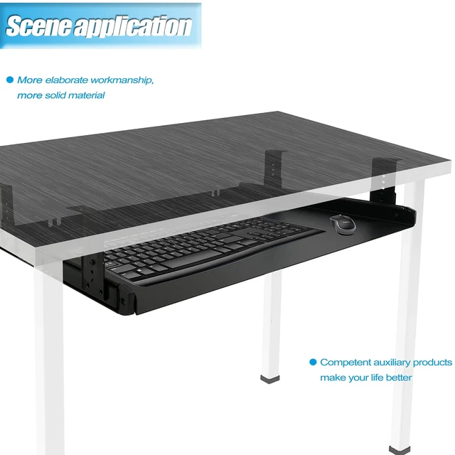 Alt view image 5 of 6 - FRMSAET All-Metal 20/24/30 inch Slide Out Drawer Platform (20 inch, Black) | Heavy Duty Computer Platforms Sliding Drawer with Adjustable Height Slide for Home OfficeGarage Storage, Save Space