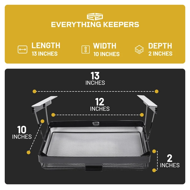Alt view image 6 of 7 - KEEPERS - Under Desk Drawer Slide Out Metal Under Desk Storage Drawer for Office, Home, RV, Kitchen Slim Under Table Drawer Attachment with Easy DIY Mount - Under Desk Organizer - 13x10x2.5In