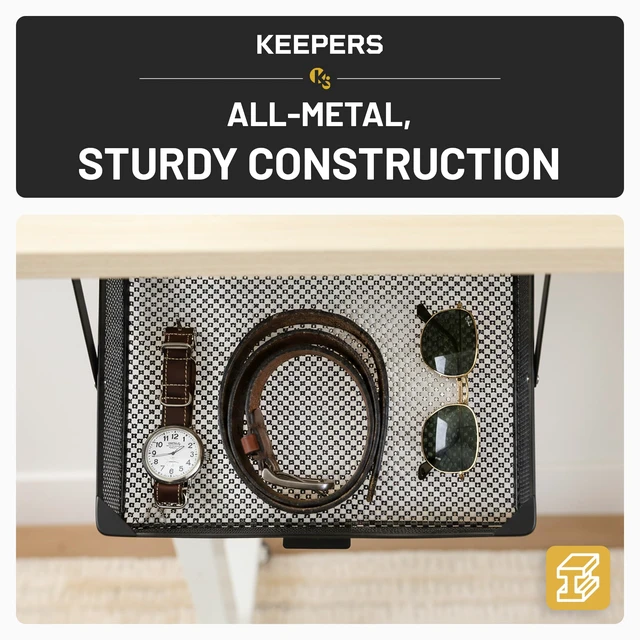 Alt view image 7 of 7 - KEEPERS - Under Desk Drawer Slide Out Metal Under Desk Storage Drawer for Office, Home, RV, Kitchen Slim Under Table Drawer Attachment with Easy DIY Mount - Under Desk Organizer - 13x10x2.5In