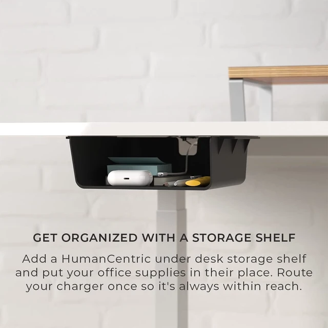 Alt view image 2 of 7 - HumanCentric Under Desk Storage Shelf, Drawer Organizer | Office, Workstations, Tables, Sit Stand Desks, Gaming Setups, Mountable Storage Tray, Cable Management, Screw, Stick VHB Tape