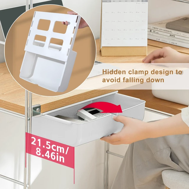 Alt view image 3 of 7 - FRETONBA Under Desk Drawer for Stationery, Adhesive Slide Out, Large | No-Drill Mounting, Holds Up to 4.5 lbs, Smooth Slide-Out, Hidden Under Desk, Home & Office