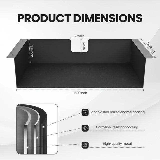 Alt view image 7 of 7 - Neiteli 2 Pack Under Desk Shelf - 13 Inch Under Desk Storage Shelf, Metal -Under Desk Organizer - Under Shelf Storage for Office Tables & Workstations