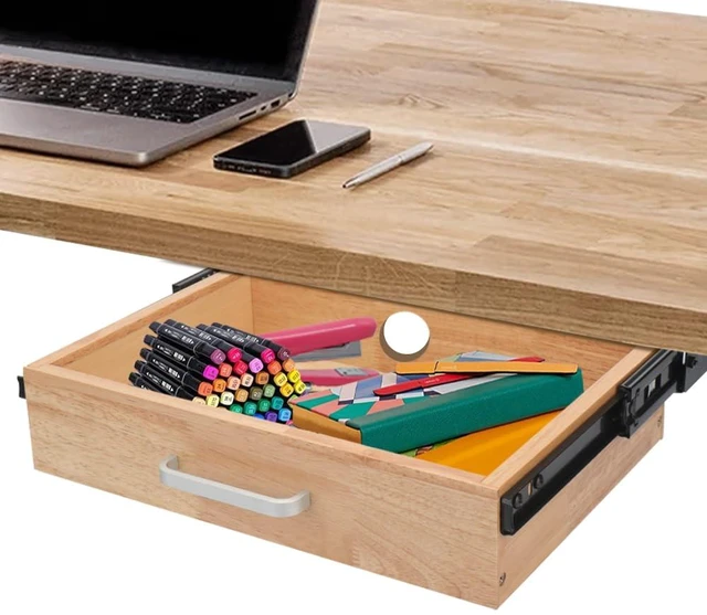 Main image of Under Desk Drawer Storage Organizer - Wooden Mounted Sliding Pull-out Drawer, Hidden Desktop Organizer for Office
