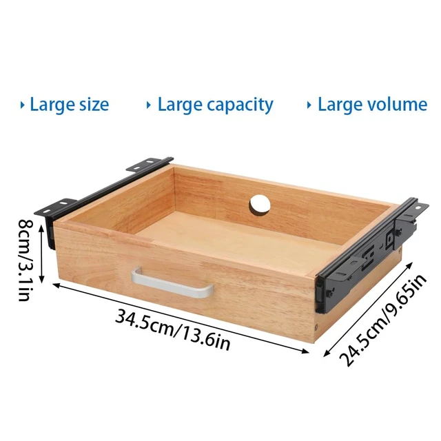 Alt view image 2 of 6 - Under Desk Drawer Storage Organizer - Wooden Mounted Sliding Pull-out Drawer, Hidden Desktop Organizer for Office