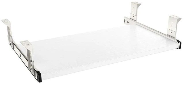Main image of FRMSAET Under Desk 20/24/30 inch Keyboard Drawer Platform (20 in, White) | Heavy Duty Wood Platform Holder Under Desk Furniture Accessories Slide Drawer Suits Hardware with Adjustable Height Slides