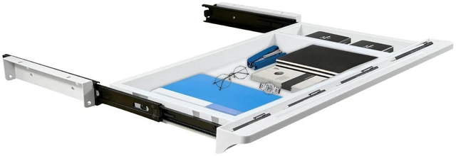 Alt view image 5 of 7 - Under Desk Mounted Sliding Drawer to pull out, Attachable Desk Pencil Drawer Ball-Bearing Slides