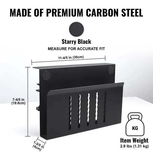 Alt view image 3 of 7 - Desk Side Storage Organizer, Under Desk Laptop Holder with Magnetic Slot | No Drill Hanging Desks Caddy for Office & Home, Clamp On Desk Shelf for Tablet, Files, Accessories, Black