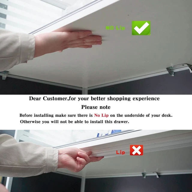 Alt view image 2 of 6 - Under Desk Drawer Storage Organizer - 2 Pack (Large and Small) Black - (Please Note - Drawer Size/No Lip Under Desktop) - 2 Installation Methods (Screw or Adhesive)