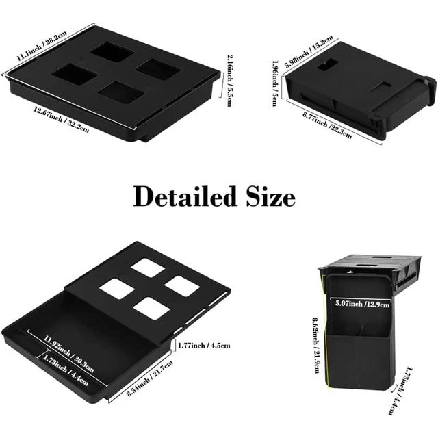 Alt view image 6 of 6 - Under Desk Drawer Storage Organizer - 2 Pack (Large and Small) Black - (Please Note - Drawer Size/No Lip Under Desktop) - 2 Installation Methods (Screw or Adhesive)