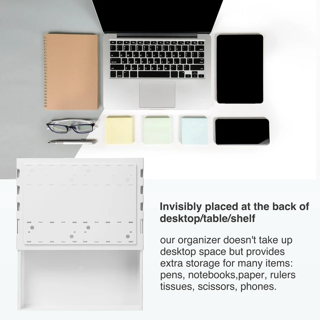 Alt view image 5 of 6 - AirTaxiing Under Desk Drawer - Super Large Under Table Hidden Drawer Desk Accessories & Workspace Organizers Desktop Storage Pencil Slide Out Organizer with Screw Adhesive Tape Shelf Tray at Office